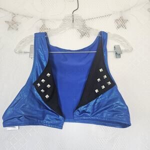 Revolution Dancewear MA Chest 38"-41" Vest Metallic Blue Studded Punk Recital